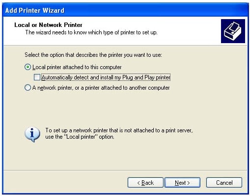 Head to the Add Printer wizard