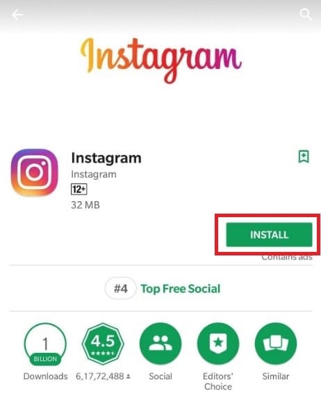 Install Instagram Again