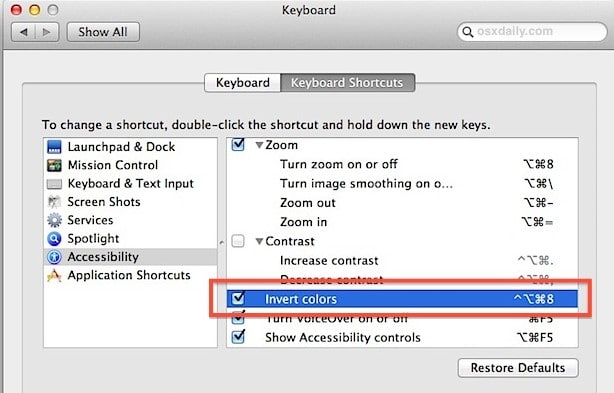Invert colors on Chromebook via keyboard shortcut