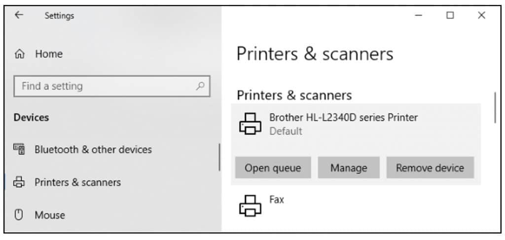 Printers & Scanners settings