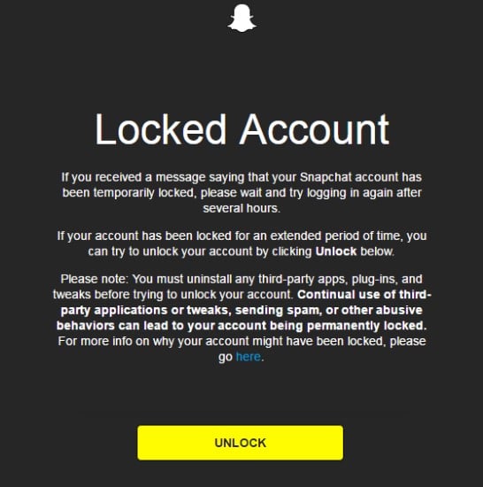 Select the Unlock option to access your account