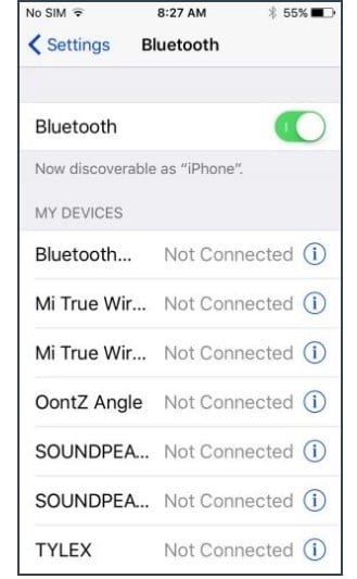 Tap on the Bluetooth icon to disable