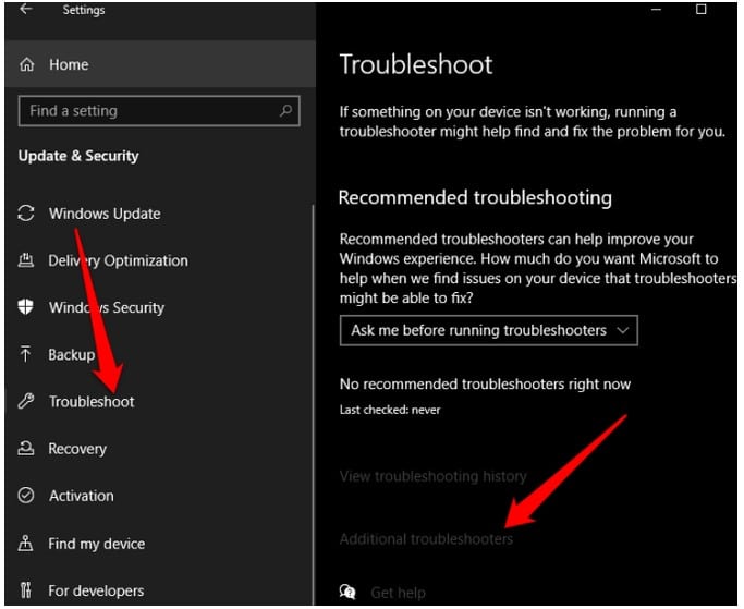 Troubleshooters or Additional Troubleshooters