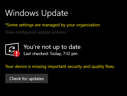 Windows is up todate