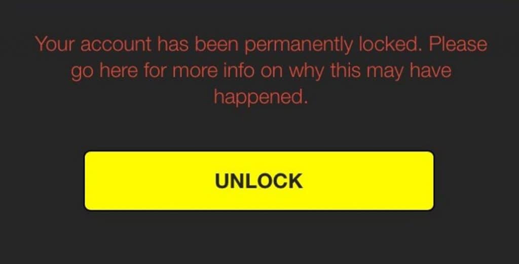 Your Snapchat Account Has Been Permanently Locked
