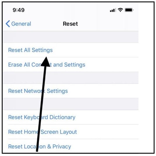 iPad keyboard by resetting the device’s settings