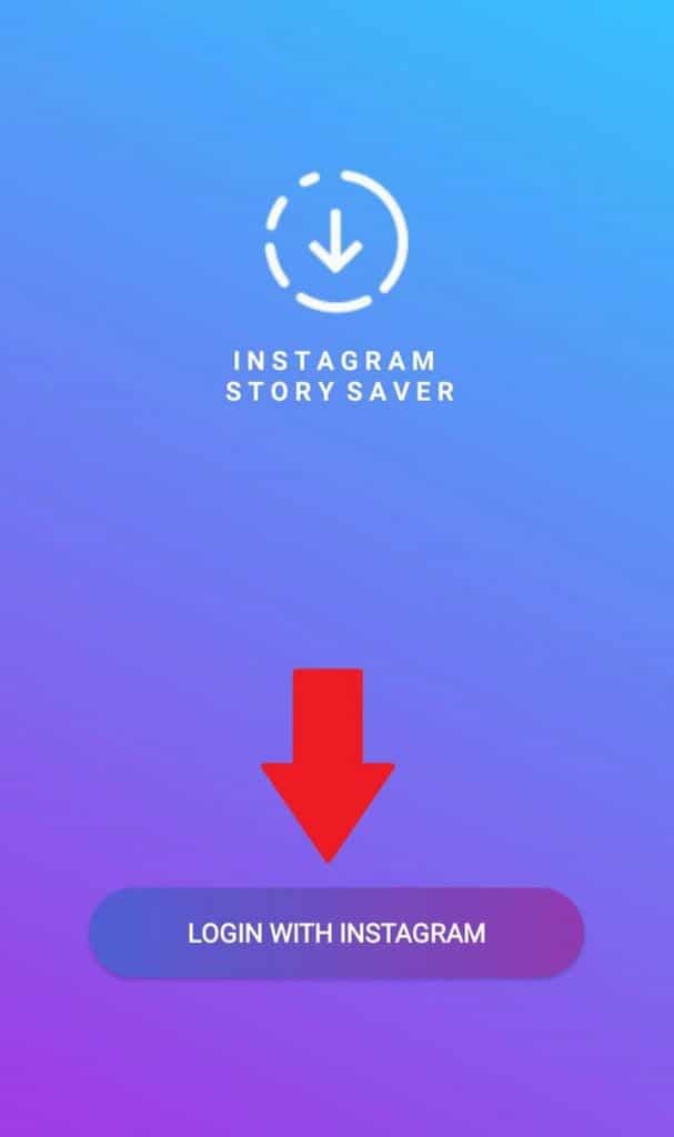 login option to connect with your account to the Story Saver app