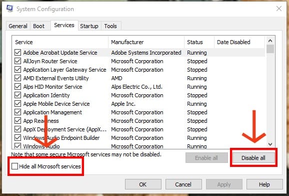 Hide or Disable all Microsoft service