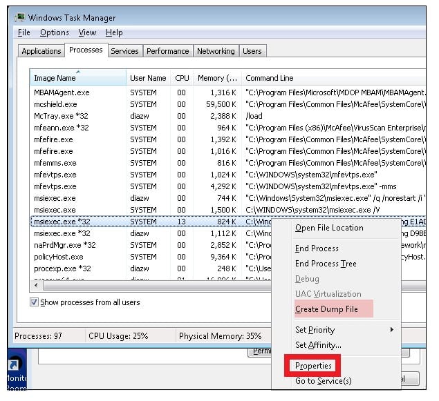 Miexec exe details tab