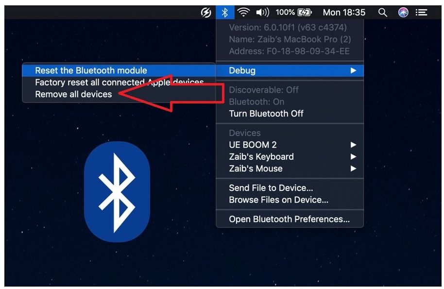 Picking the Remove All Devices option