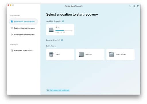 Launch Wondershare Recoverit for Mac