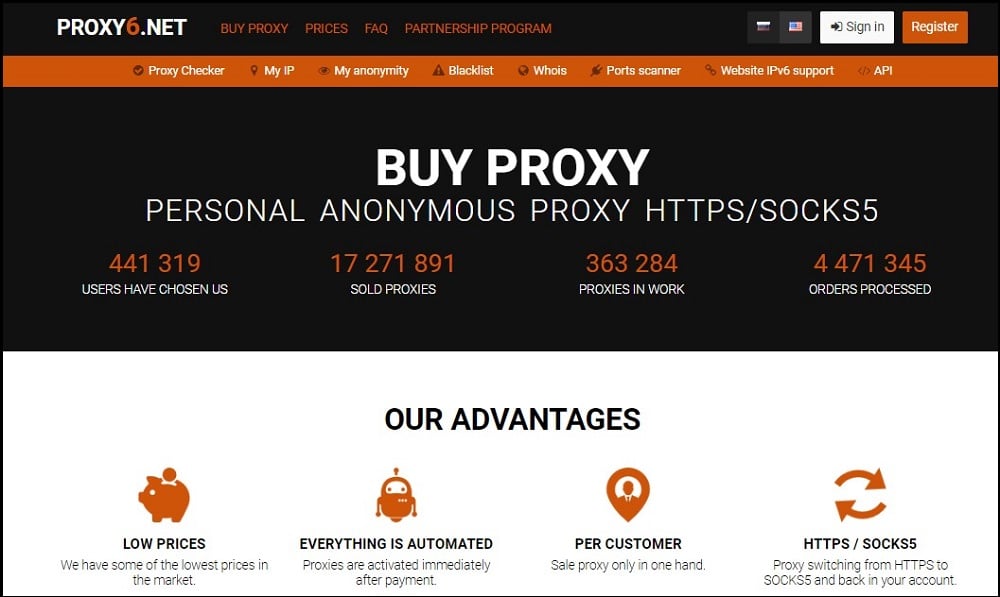 Proxy6 Homepage