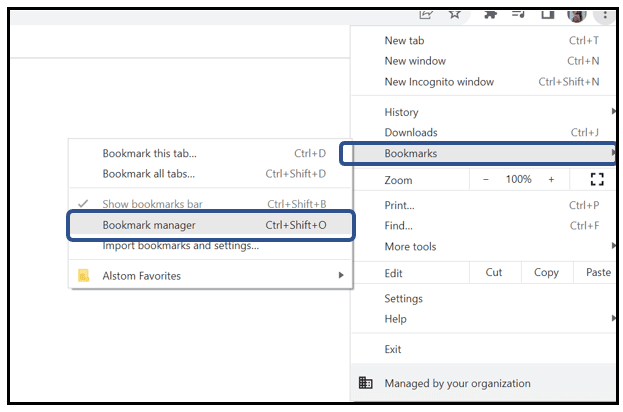 bookmarks menu