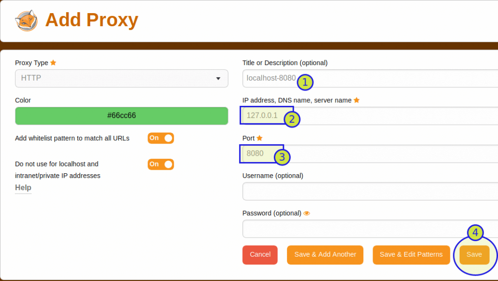 proxy IP address and port