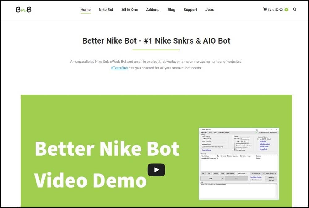 Better Nike Bot Homepage