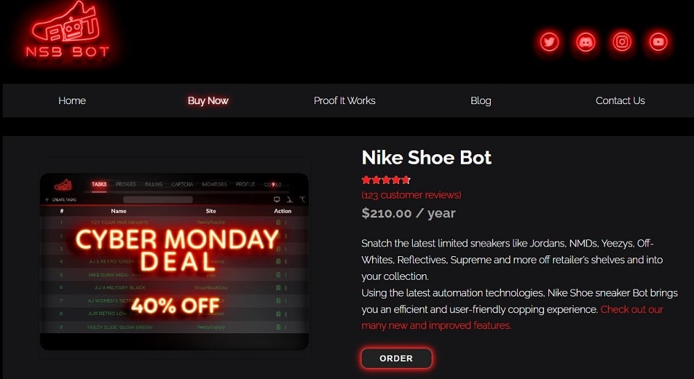 Nike Shoe Bot Homepage