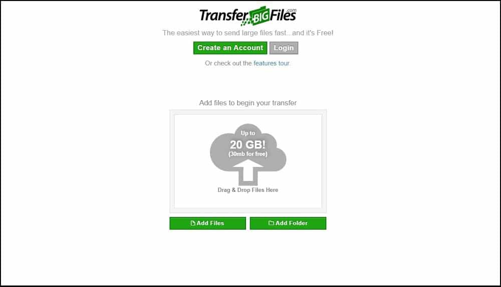 TransferBigFiles Homepage