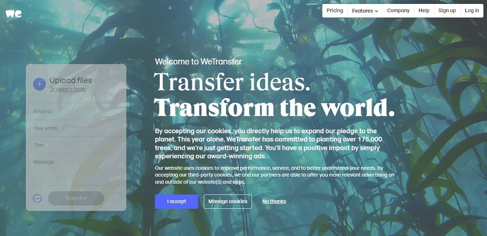 WeTransfer Homepage