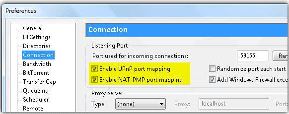 Enable UPnP & NAT-PMP Ports Mapping