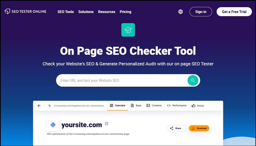 SEO Tester Online On Page Checker