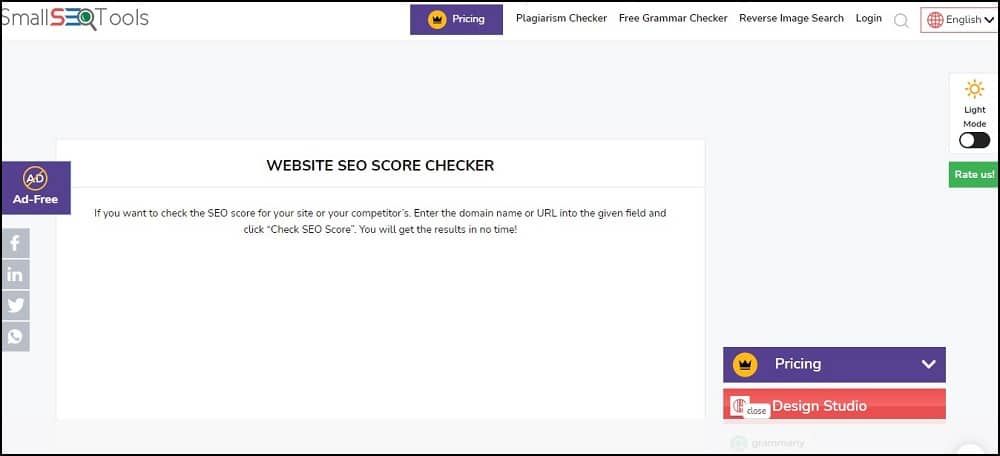 SmallSEOtools website SEO Score Checker
