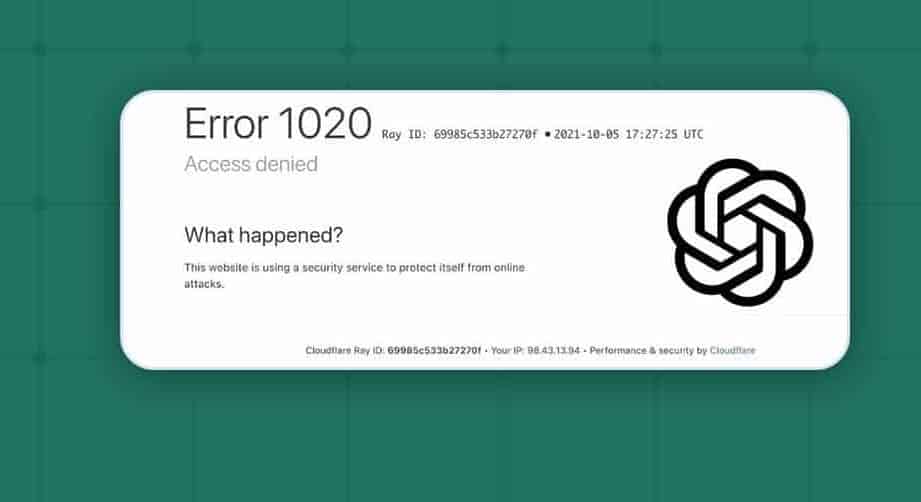 ChatGPT showing error code 1020