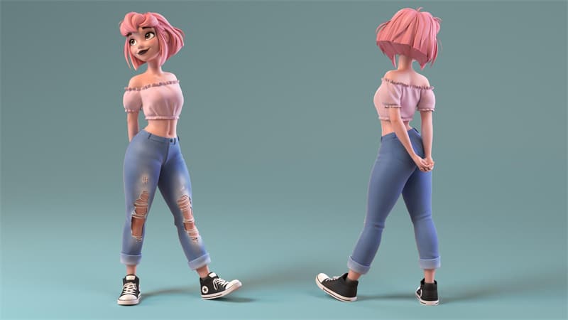 How is a character created in 3D modeling