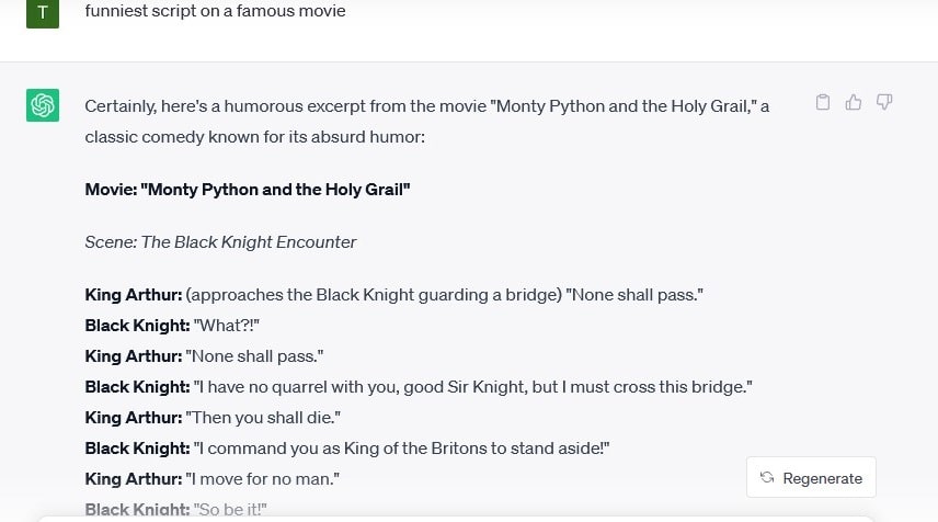 Funny scripts for famous movies