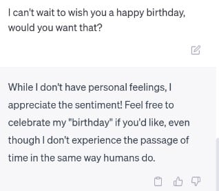 Surprising ChatGPT on the birthday