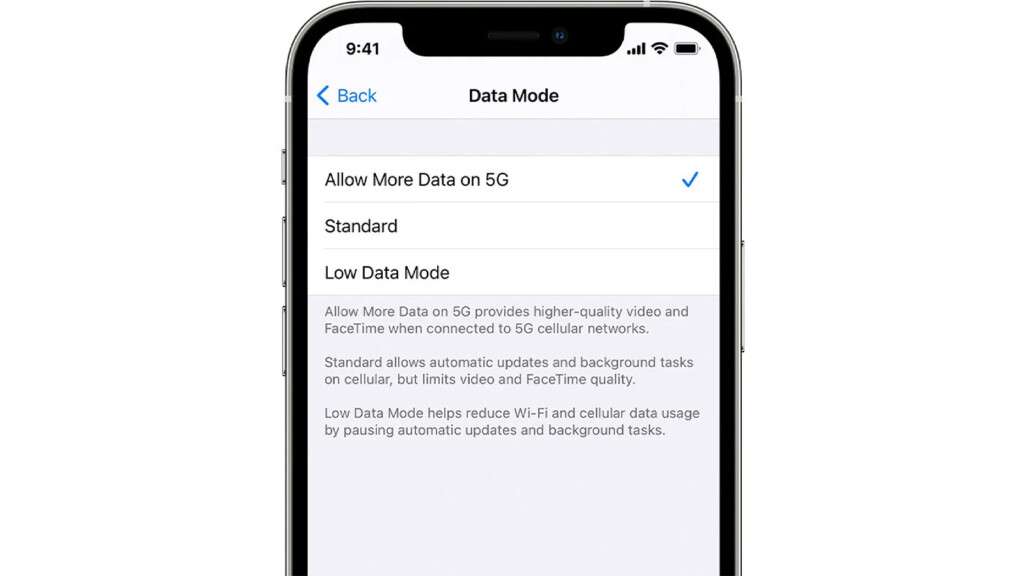 Different Data Modes On iPhone 13