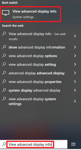 Advanced display settings