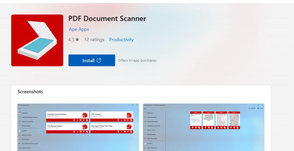 PDF documents scanner