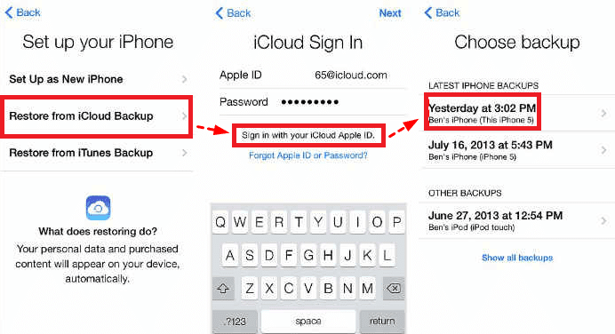 Restore from iCloud Backup