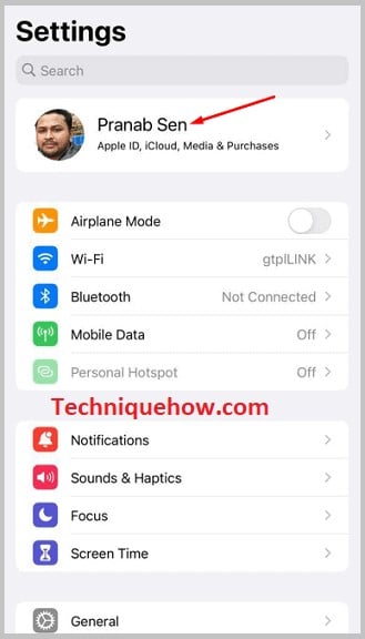 Select Profile from the iPhone Settings menu