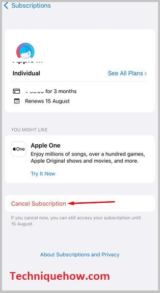 Tap on Cancel Subscription’