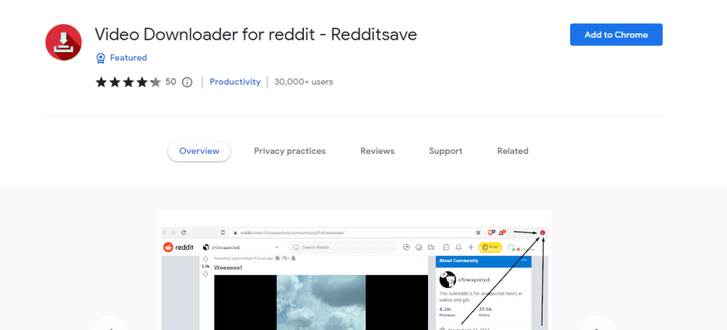 Video Downloader for Reddit – RedditSave Chrome Extension