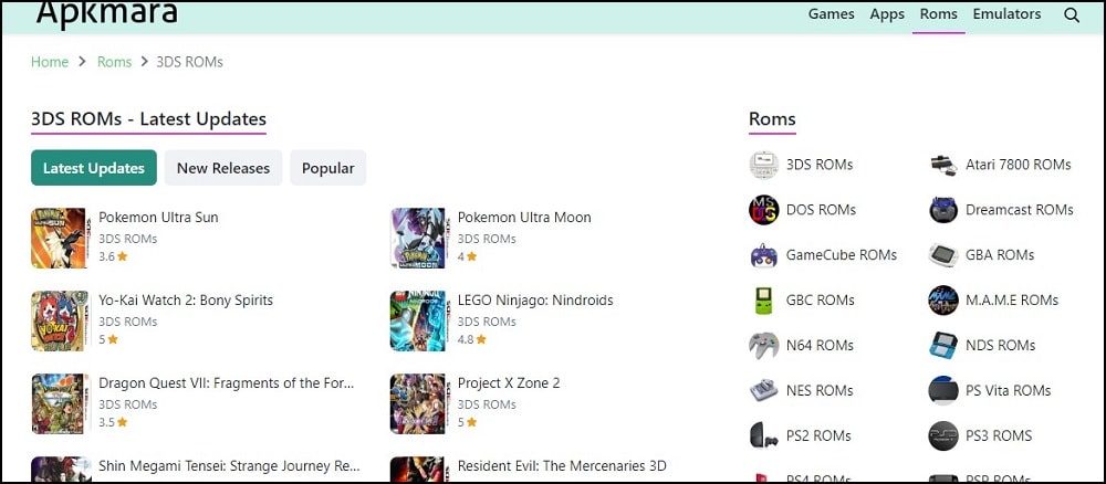 ApkMara Nintendo 3DS Rom Site