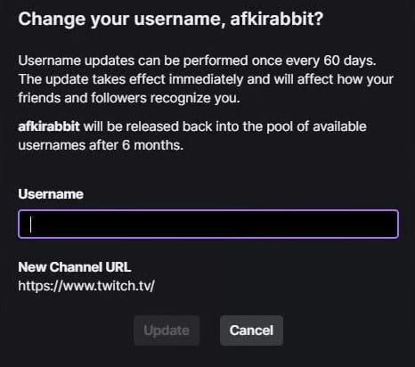 Requirements for a Twitch Username