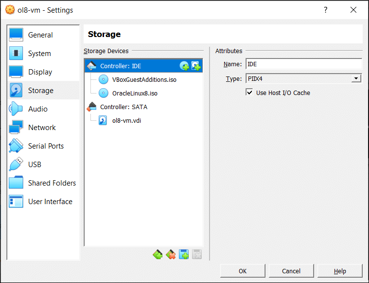 Open VM settings and select Storage