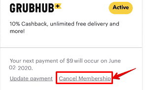 click on Cancel Membership