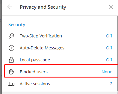 select the Blocked Users