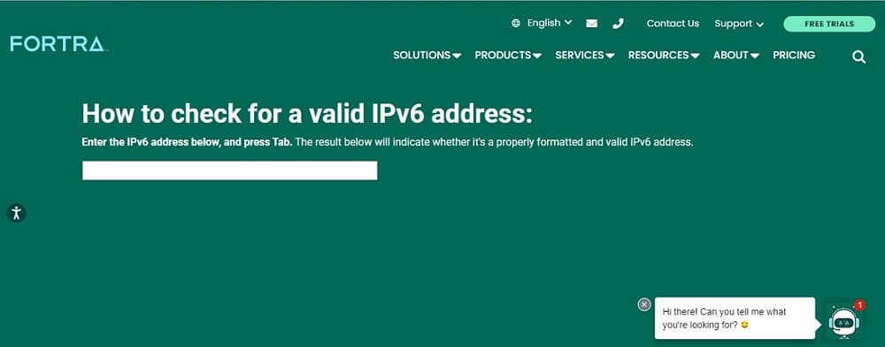 Fortra IPv6 Address validation online tool