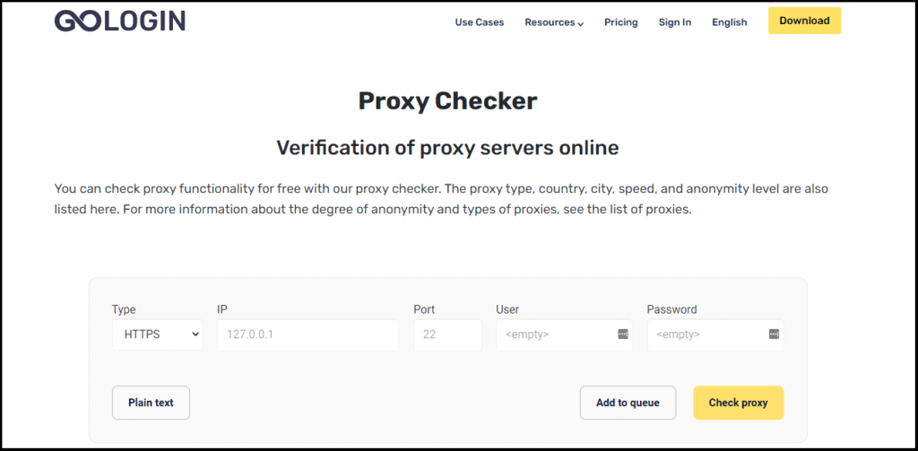 GoLogin Proxy Checker