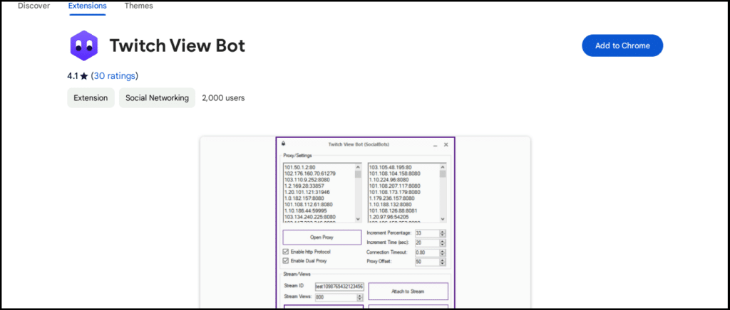 Twitch viewer bot Chrome extension