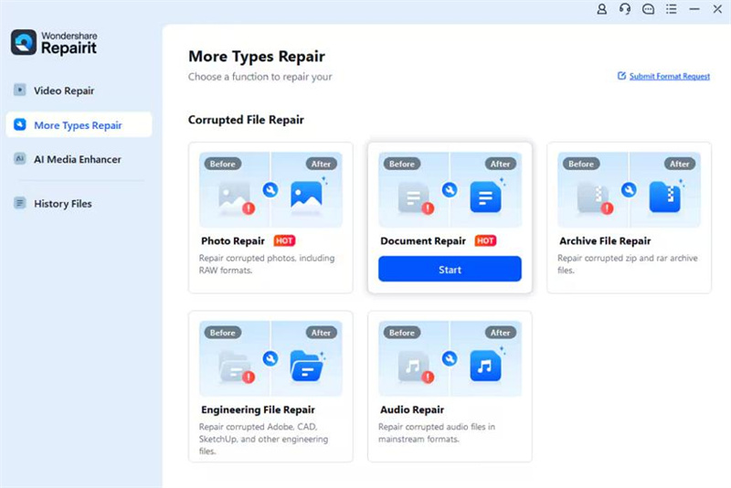 choose a more type repair option