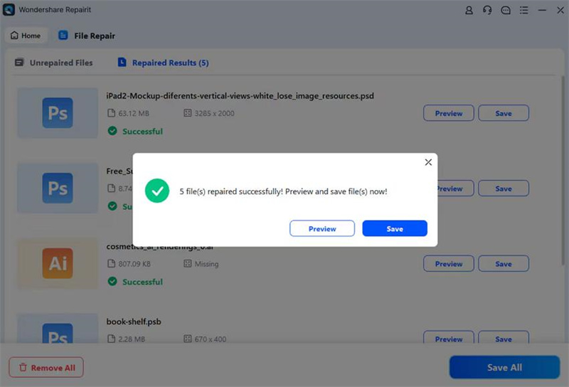 save the repaired pdf to device
