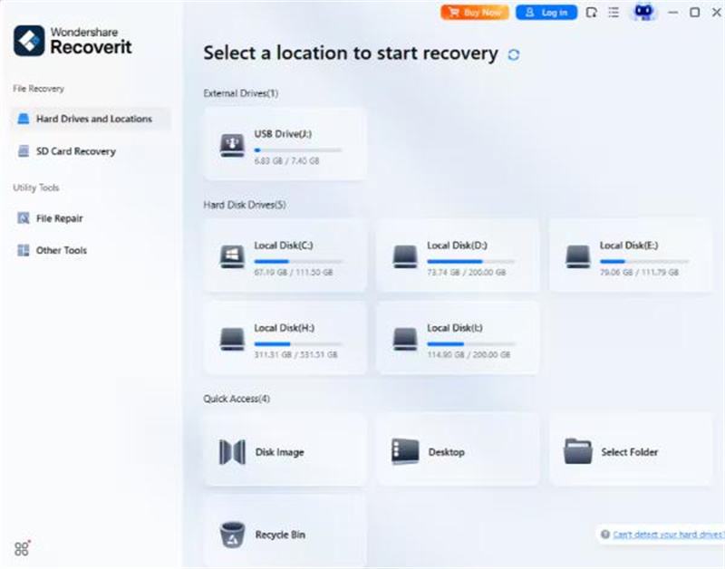 Select the SD card device in Wondershare Recoverit before scanning