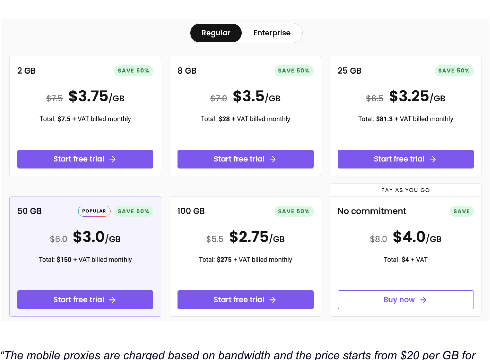 Decodo mobile proxy pricing tiers and pay as you go option