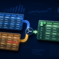 Duplicate spreadsheet customer records merging into one reviewed record with a conflict flagged